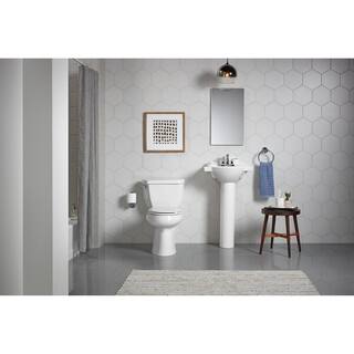 KOHLER Veer 21 in. Vitreous China Pedestal Combo Bathroom Sink in White with Overflow Drain K-5265-4-0