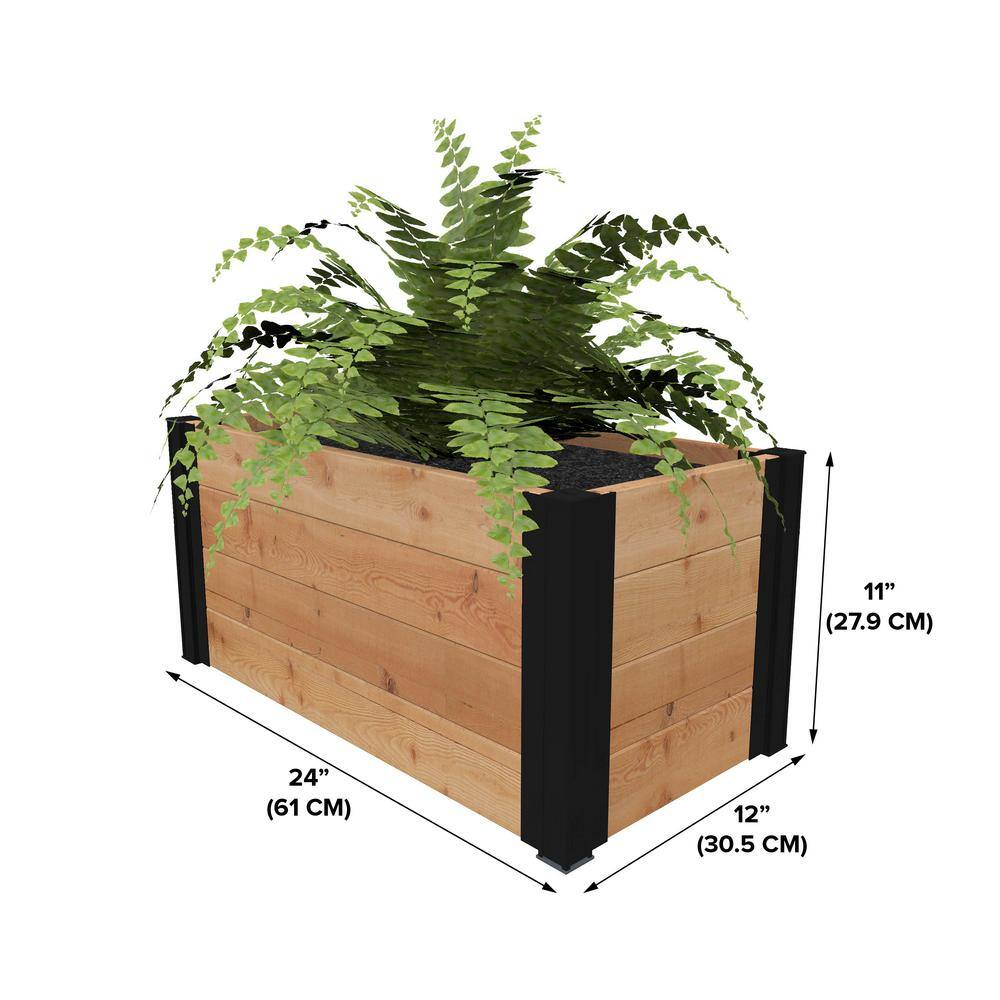 VITA Mezza 24quotL x 12quotW x 11quotH Cedar Planter Golden Brown VT17728 VT17728