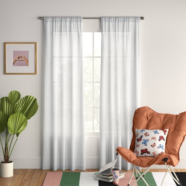 1pc Sheer Window Curtain Panel White