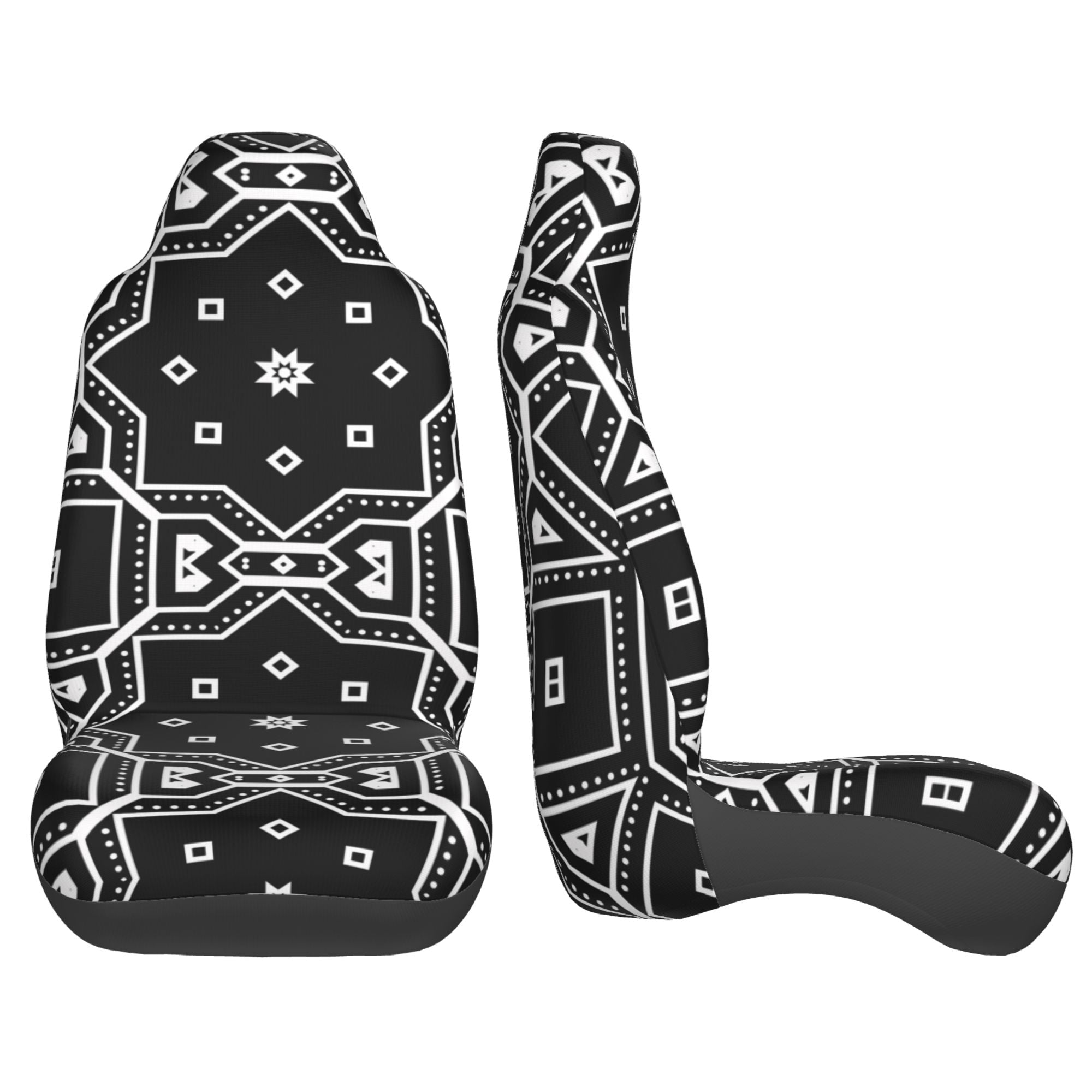 ZICANCN Car Seat Cover Black Geometry Car Front Seat Covers Protectors ， Automotive Seat Covers for Cars Trucks Suv