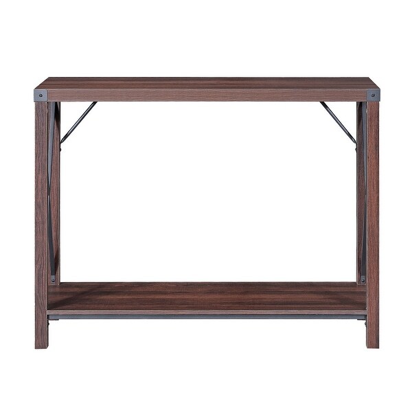 Ledel Rustic Wood Console Table With Storage Shelf