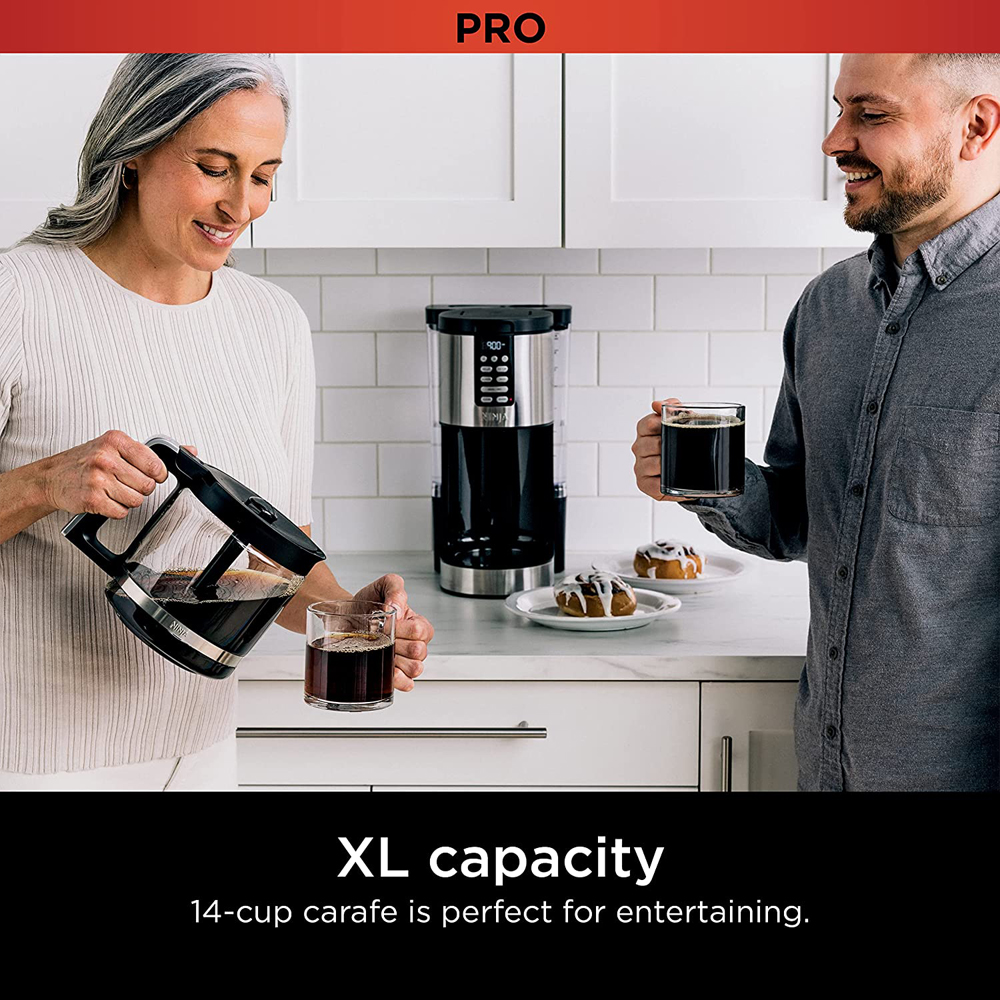 Ninja DCM201 14 Cup Programmable Coffee Maker XL Pro with Permanent Filter (Renewed) Bundle with 2 YR CPS Enhanced Protection Pack