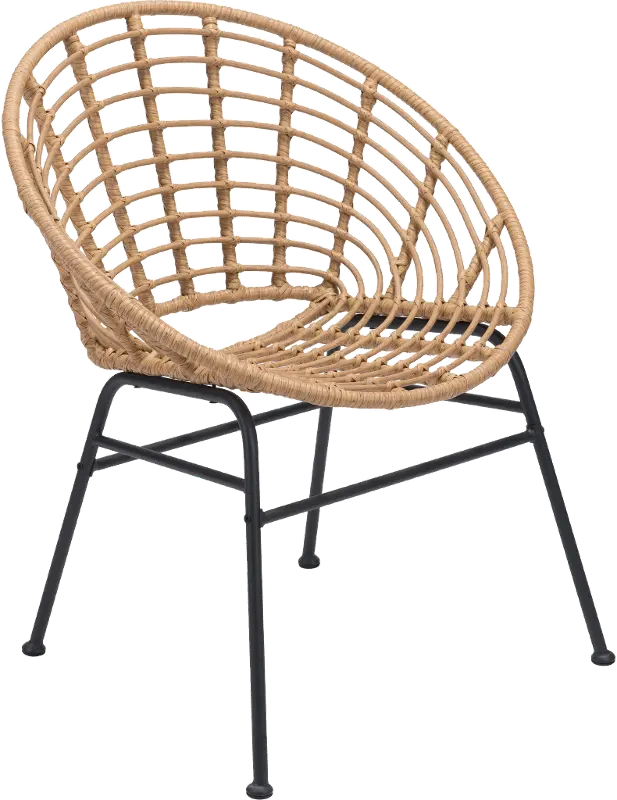 Pair of Natural Modern Patio Dining Chairs - Cohen