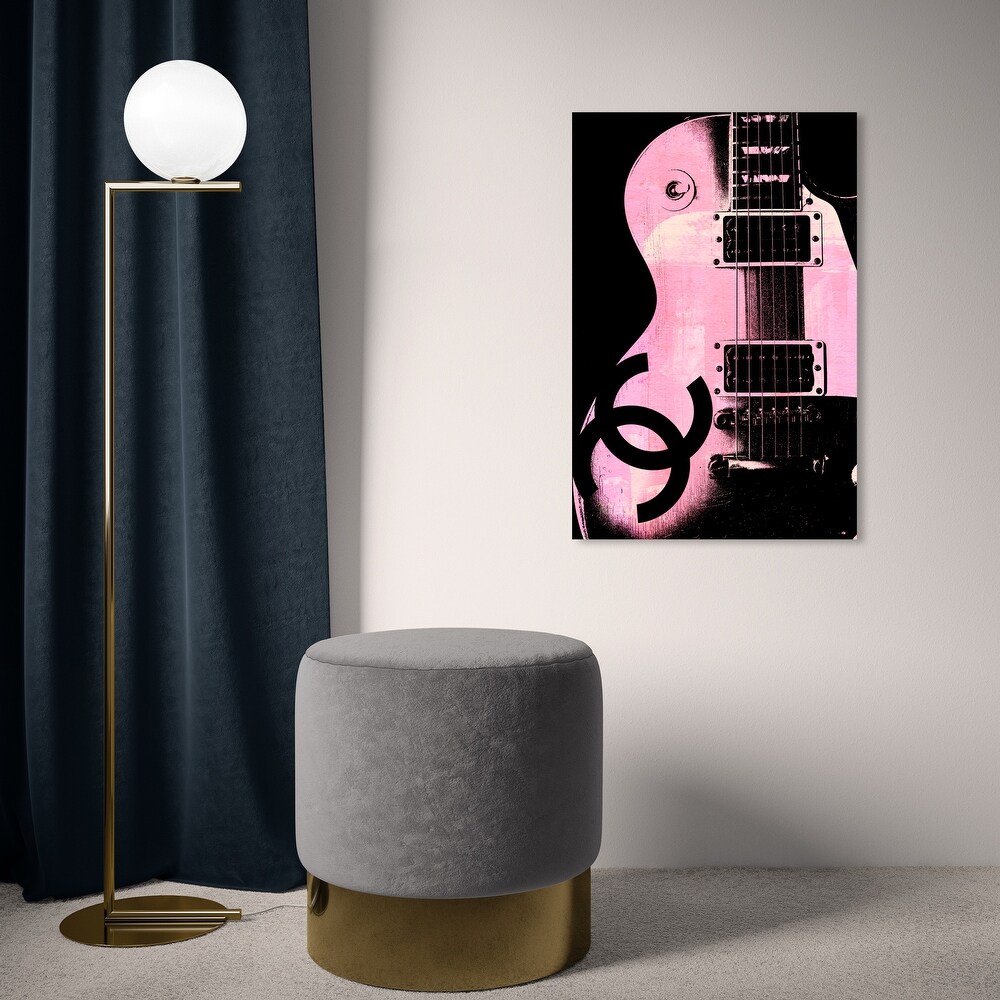 Oliver Gal 'Pink Glam Guitar' Music Pink Wall Art Canvas Print