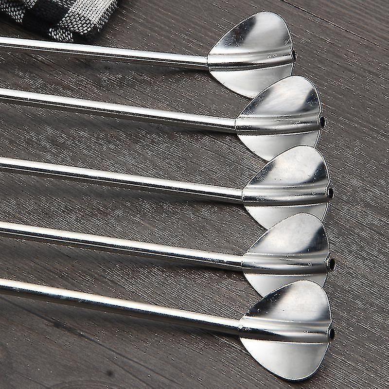 5pcs Spoon Straws Reusable Stainless Steel Drinking Spoon Straws Metal Cocktail Spoons Straws