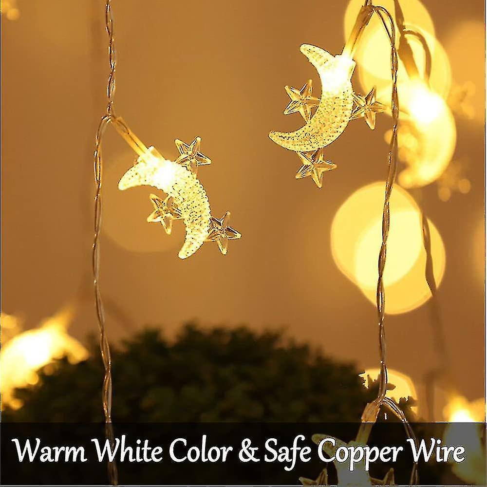 40 Led Moon String Lights Battery Operated 20ft Moon Mini Star Fairy Lights For Patio Garden，wedding