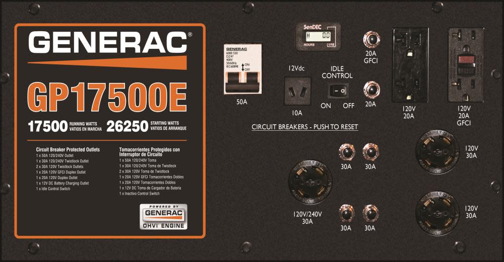 GP 17ļ¼?00-Running-Watt Portable Generator with Generac Engine