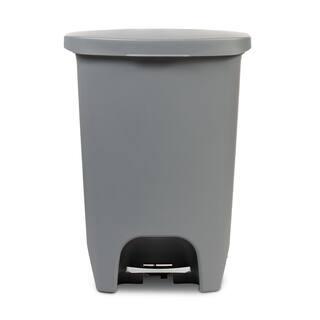 Glad 13 Gal. Gray Step-On Plastic Trash Can with Clorox Odor Protection of The Lid GLD-74131-1