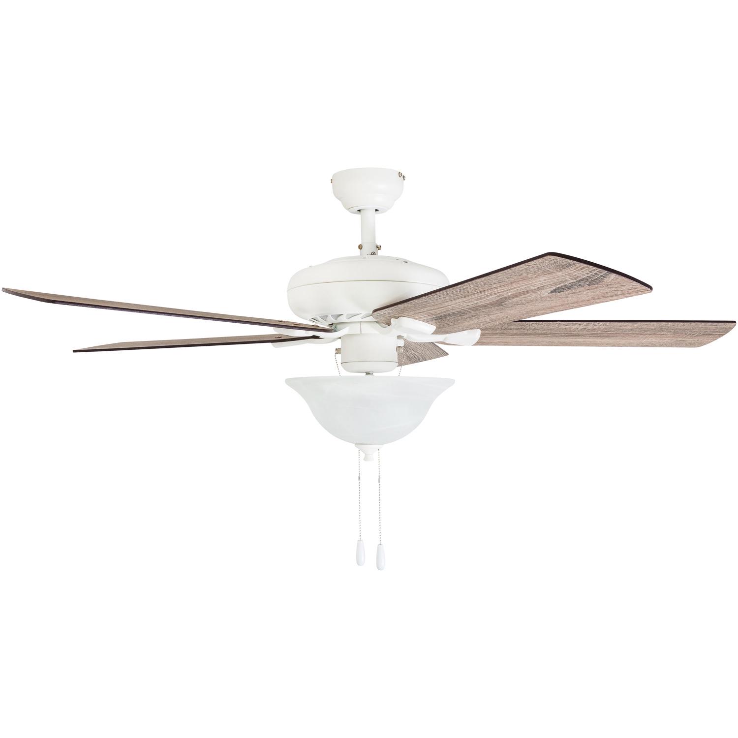 Prominence Home 50673-35 Elm Creek Farmhouse 52-Inch Canary White Indoor Ceiling Fan， LED Bowl Light with Barnwood/Tumbleweed Blades