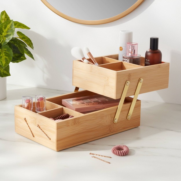 X 6 quot X 5 quot Hinged Bamboo Countertop Organizer