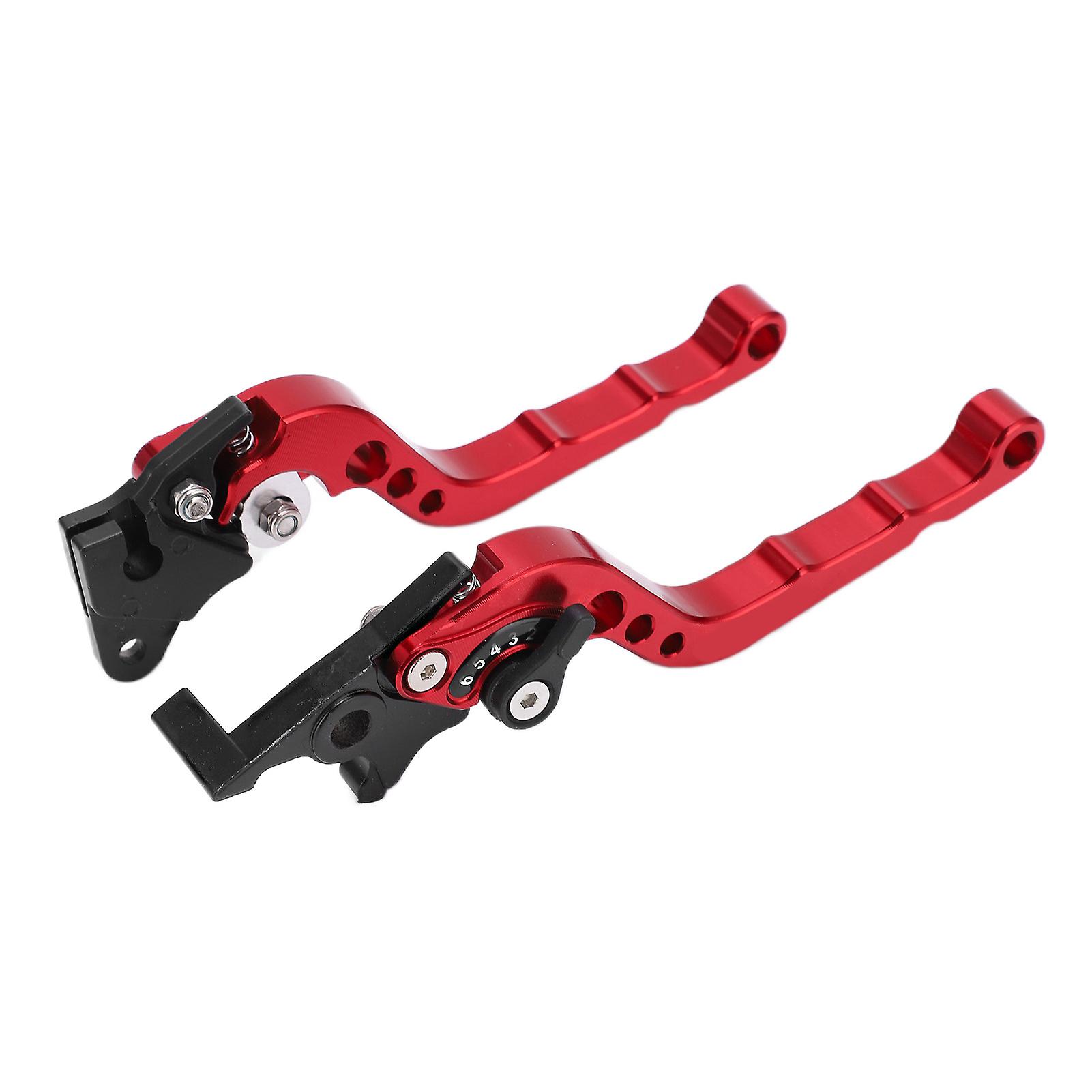 2pcs Motorcycle Brake Clutch Lever Handlebar Braking Device Adjustable Aluminium Alloyred