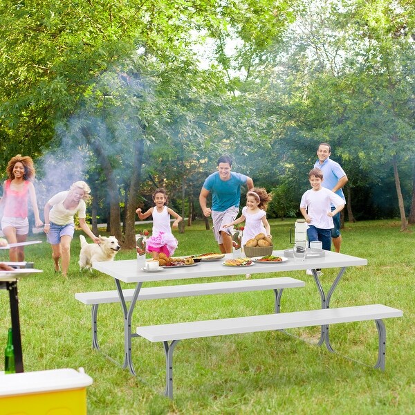 6 Feet Picnic Table Bench Set with HDPE Tabletop for 8 Person