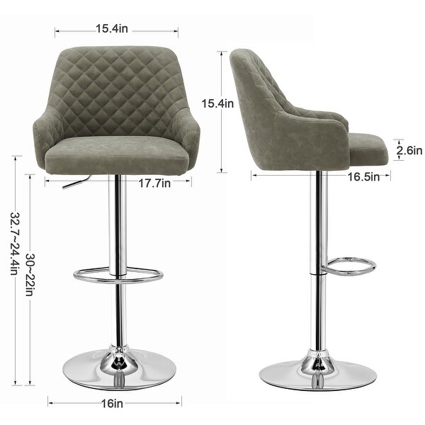 Javlergo Set of 4 Bar Stools Adjustable Counter Height Swivel Barstools with Back and Armrest