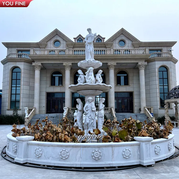 Outdoor Garden Decoration Marble Fountain with Poseidon Statue