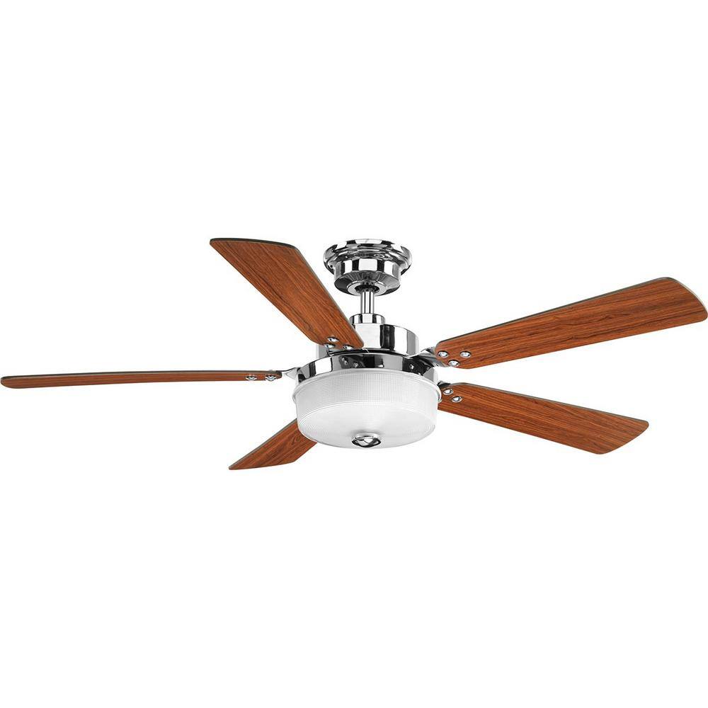 Progress Lighting Tempt 54 in. LED Indoor Polished Chrome Ceiling Fan with Light Kit and Remote P2578-1530K