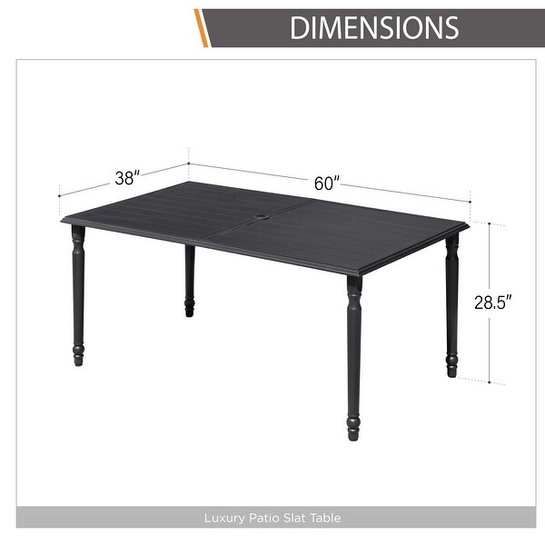 MAISON ARTS 7Piece Outdoor Dining Set for 6，Metal Steel Dining Table with Umbrella Hole