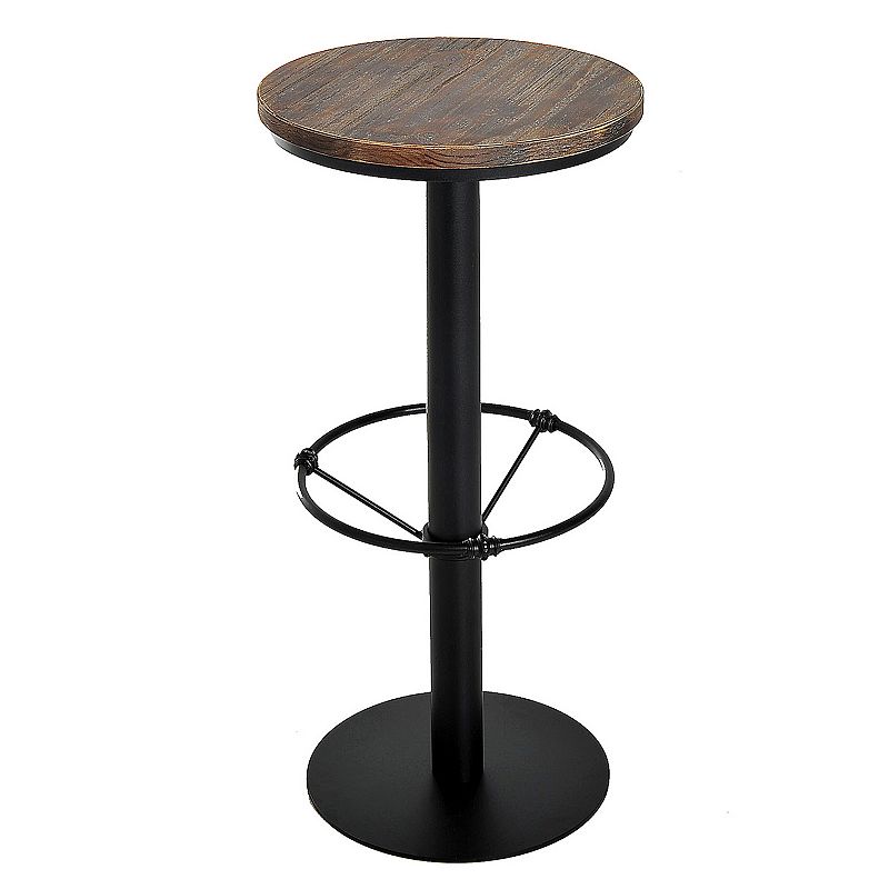 HOMCOM 42 Rustic Bar table Industrial Metal Pine Wood Top Adjustable Standing Pub Table