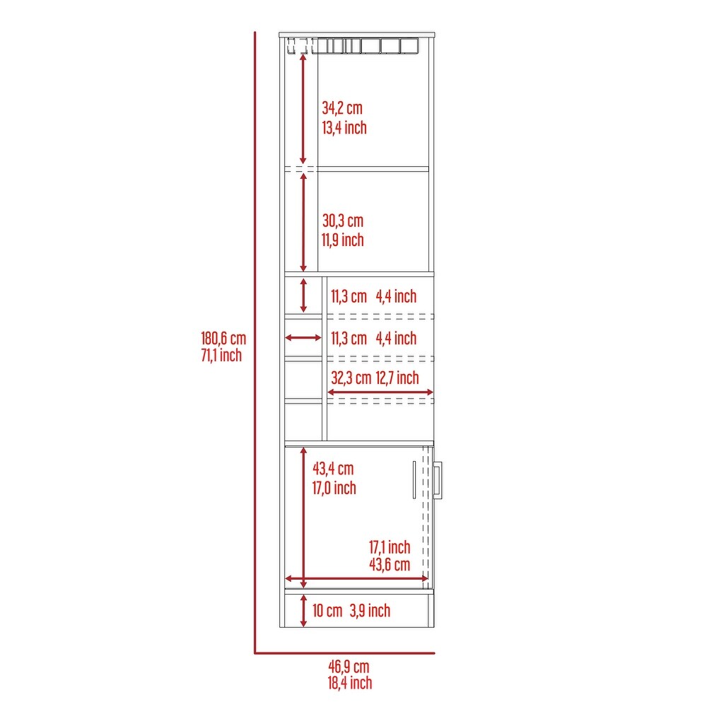 8 Bottle 2 Shelf Bar Cabinet with a central open shelf on each side