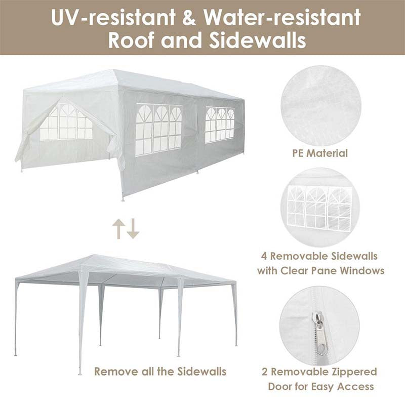 Canada Only - 10 x 20 FT Outdoor Canopy Tent with 6 Removable Sidewalls & Carry Bag