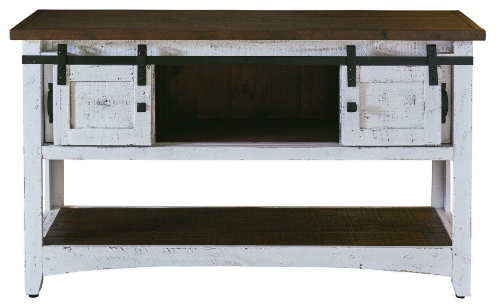 Thomas Console Table White With Brown Top   Farmhouse   Console Tables   by Picket House  Houzz