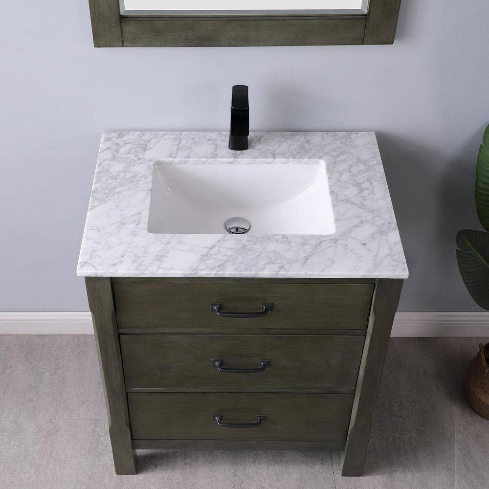 Altair Maribella 30 in. Bath Vanity in Rust Black with Carrara Marble Vanity Top in White with White Basin 535030-RL-CA-NM