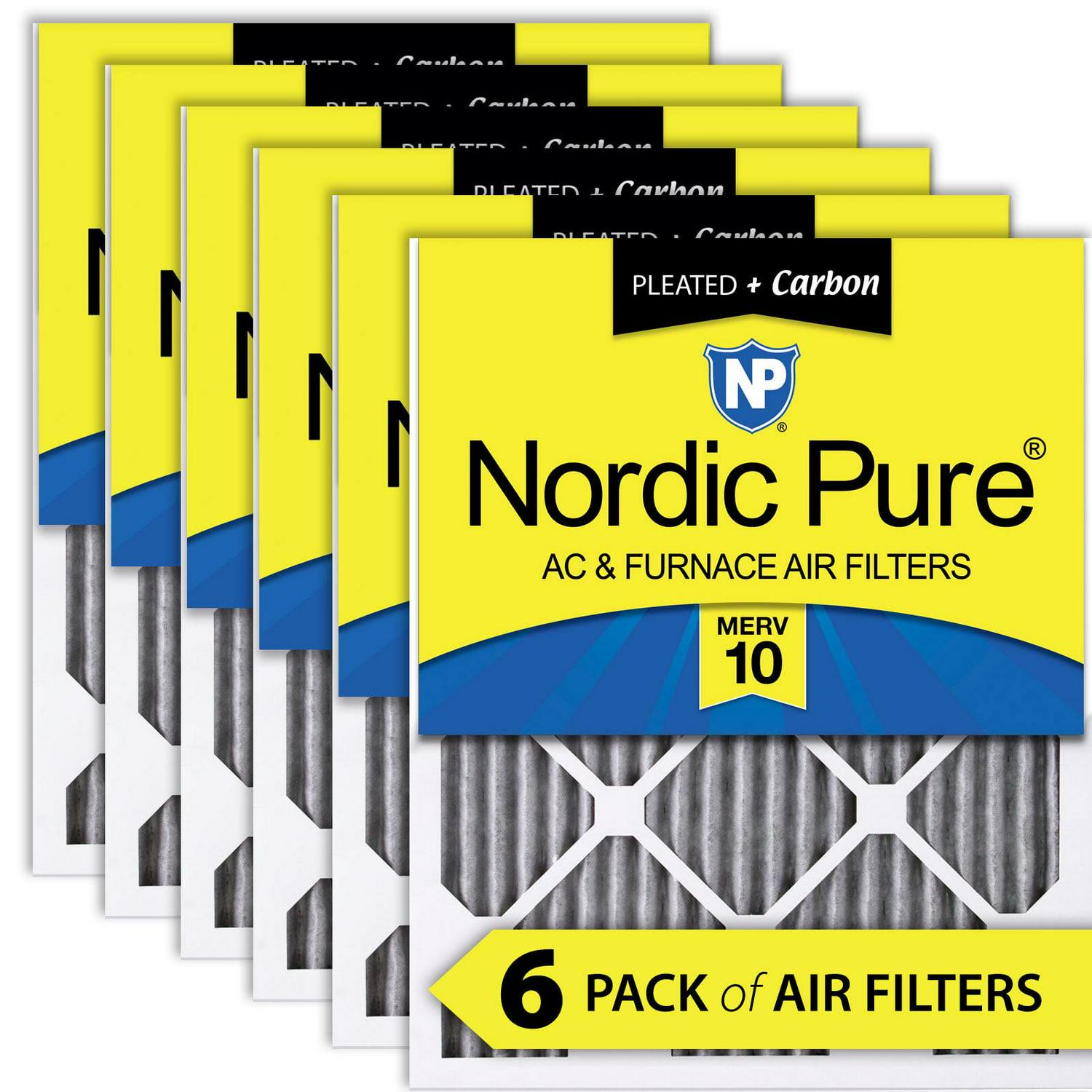 16x25x1 (15_1/2x24_1/2) Furnace Air Filters MERV 10 Pleated Plus Carbon 6 Pack