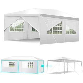 Costway 20 ft. x 10 ft. Heavy-Duty Canopy Party Wedding Tent Gazebo Cater Event with 6 Side Walls Carry Bag GHM0119WH