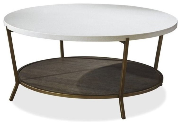 Beaumont Lane Round Coffee Table in Brown Eyed Girl   Transitional   Coffee Tables   by Homesquare  Houzz