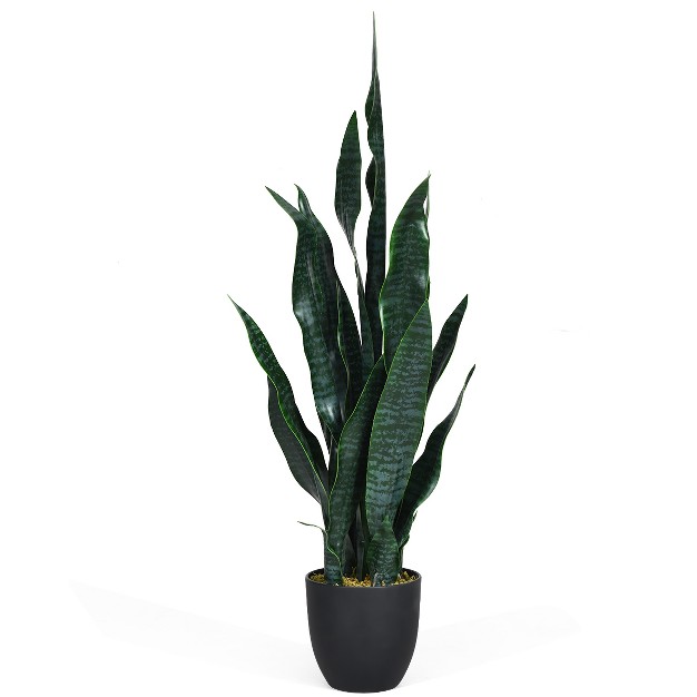 Costway Artificial Snake Plant 35 5 x27 x27 fake Sansevieria Indoor patio Decor Green