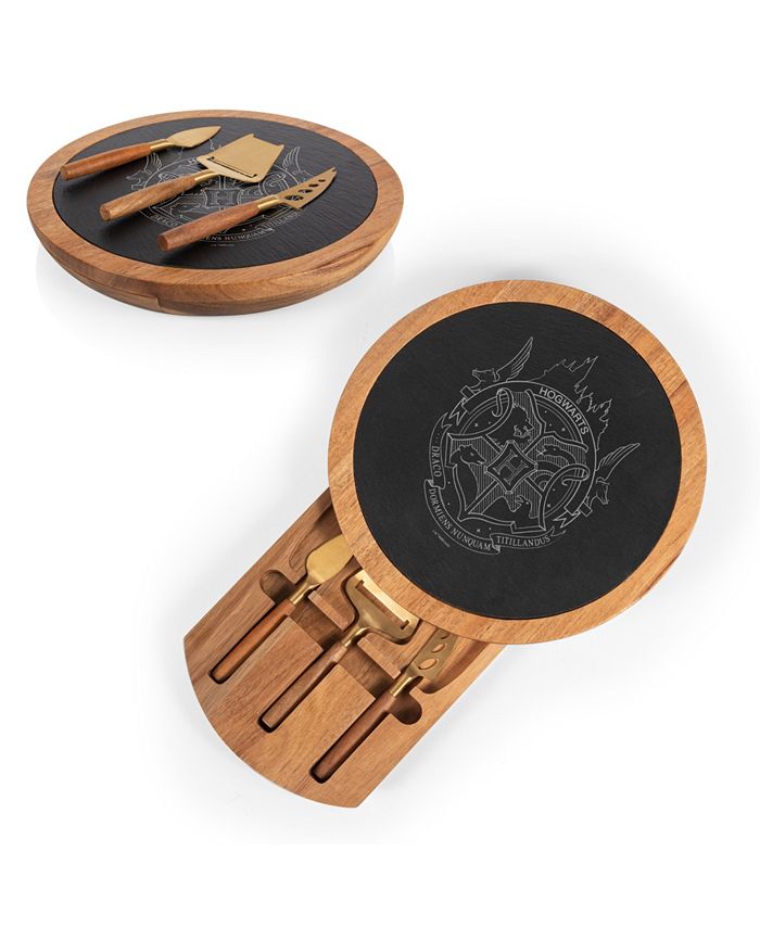 Toscana Harry Potter Hogwarts Insignia Acacia and Slate Charcuterie Board with Cheese Tools