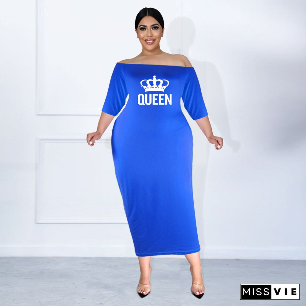 Plus Size Off The Shoulder Half Sleeve Pencil Dress