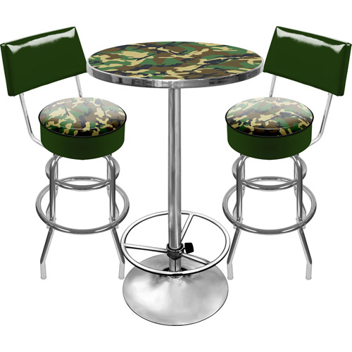 HUNT9900-CAMO Hunt Camo Gameroom Combo 2 Stools with Back and Table