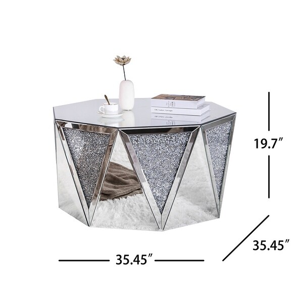 Mirrored Coffee Table Crystal Diamond Accent Table 31.5''