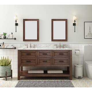 Home Decorators Collection Tolbrook 24 in. W x 30 in. H Rectangular Single Framed Wall Bathroom Vanity Mirror in Brown Oak TJ-0204M3024