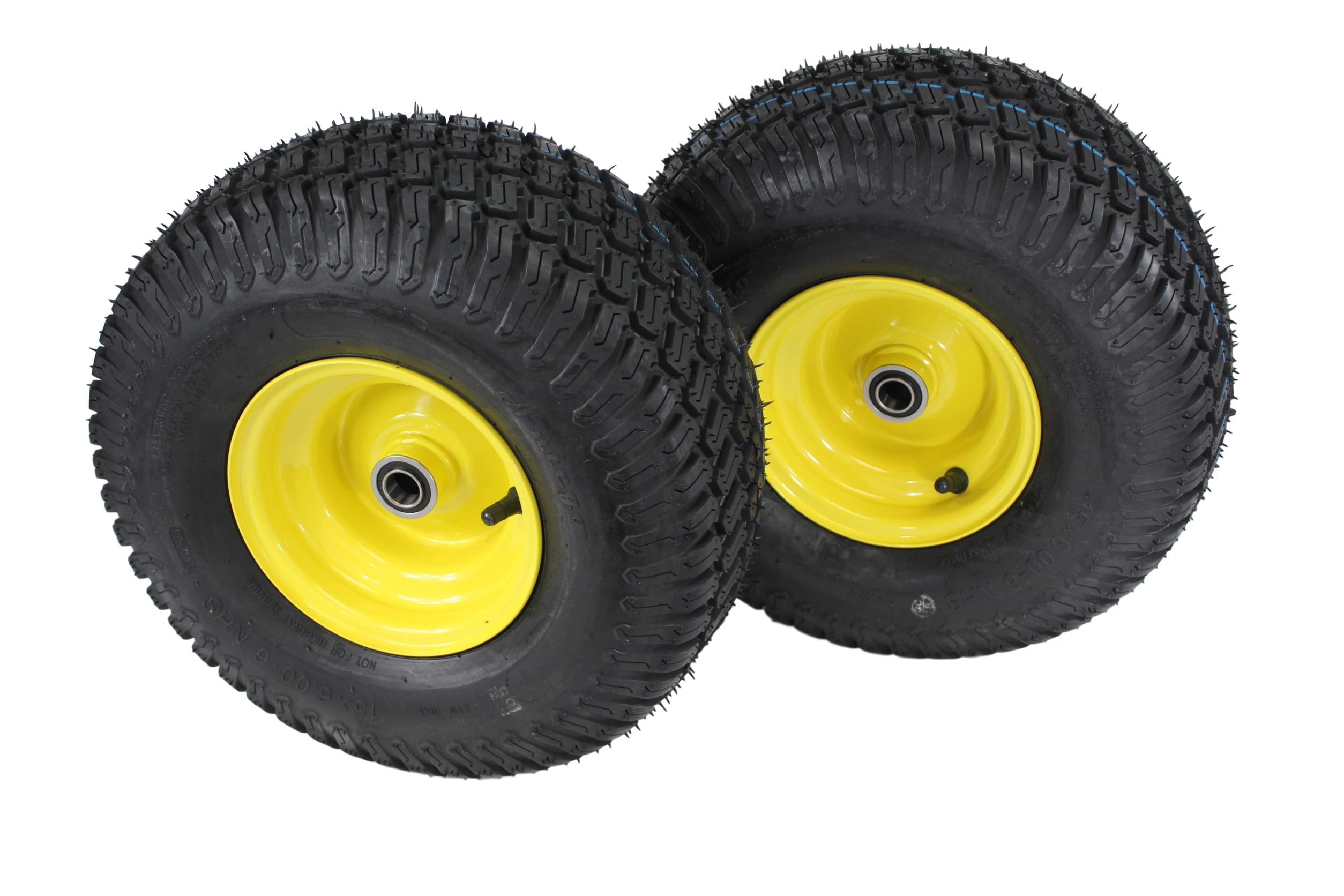 Antego Tire and Wheel 15x6.00-6 4 Ply Tires with 6x4.5 John Deere Wheels 4 Ply for Lawn and Garden Mower Turf Tires .75