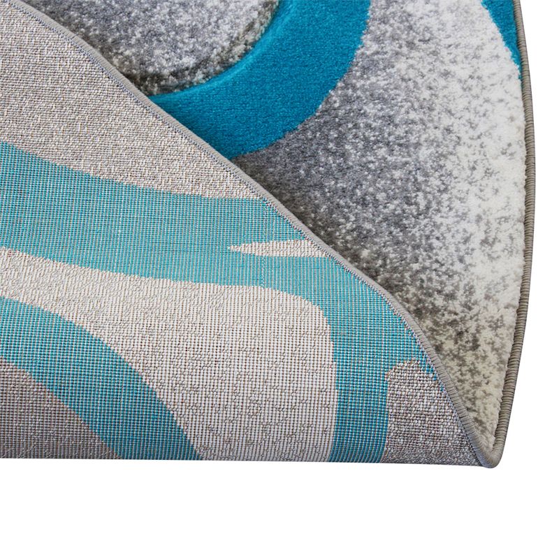 Masada Rugs Masada Rugs DaVincii Collection 6'x6' Round Turquoise， White and Gray Modern Woven Area Rug， Hand Carved Sculpting -Design D241