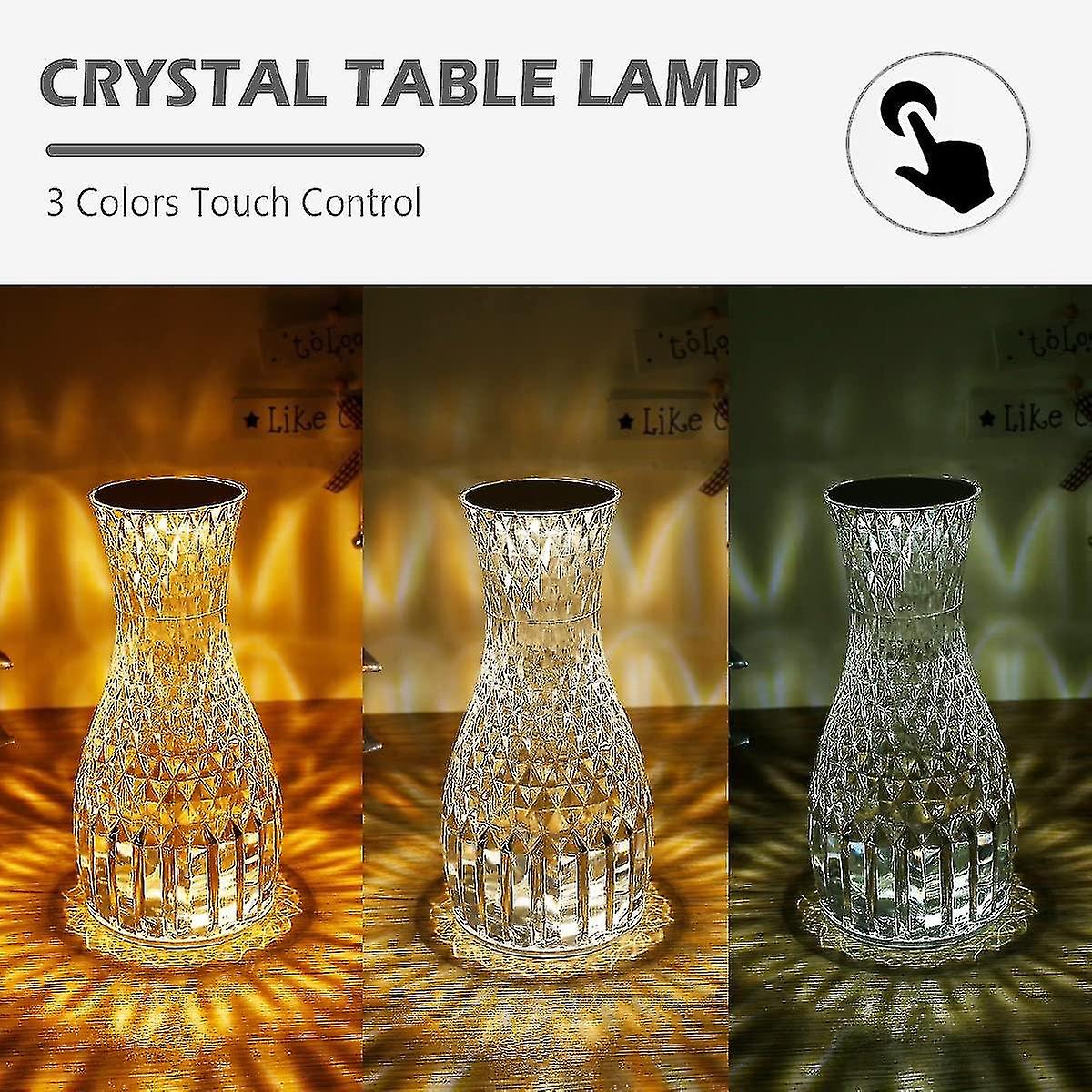 Led Rose Diamond Table Lamp Acrylic Bedside Crystal Night Light 16 Colors Changing Rgb Romantic Nigh