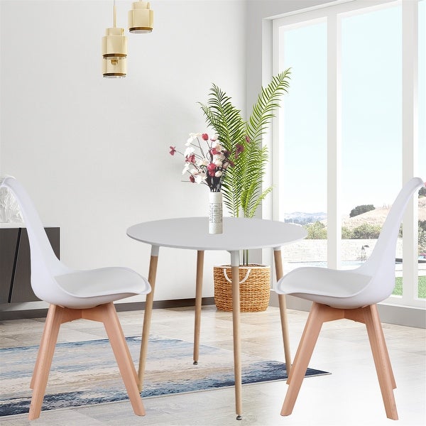 4 Pcs Dining Chairs， Armless Kitchen Chairs Side Chair with Wood Legs