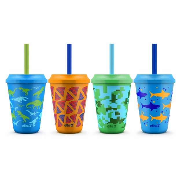 Ello 12oz 4pk Plastic Chameleon Color Changing Cups With Twist On Lids