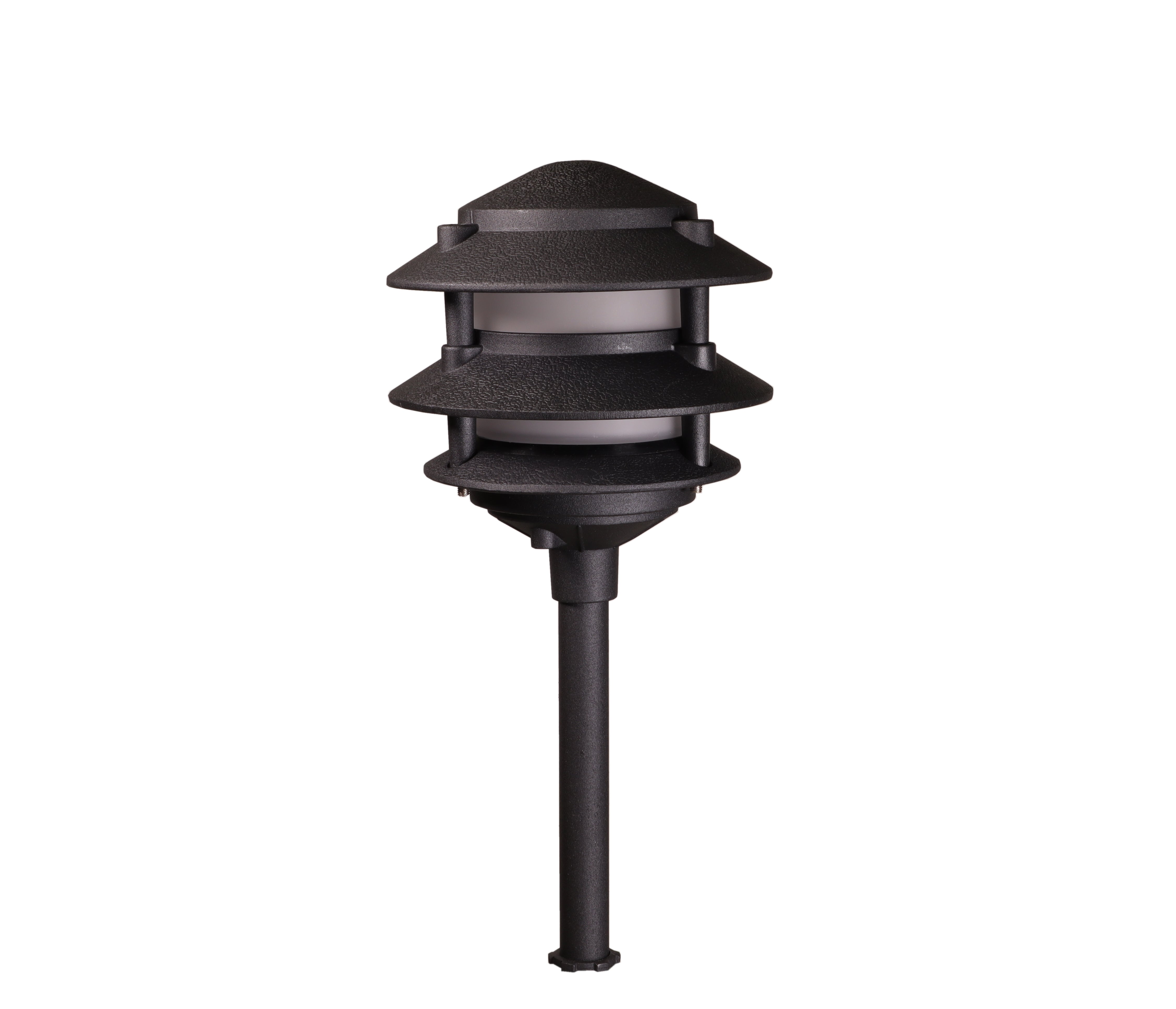 Best Pro Lighting Low Voltage Landscape Light Cast Aluminum 3 Tier Pagoda in Black- BPL302