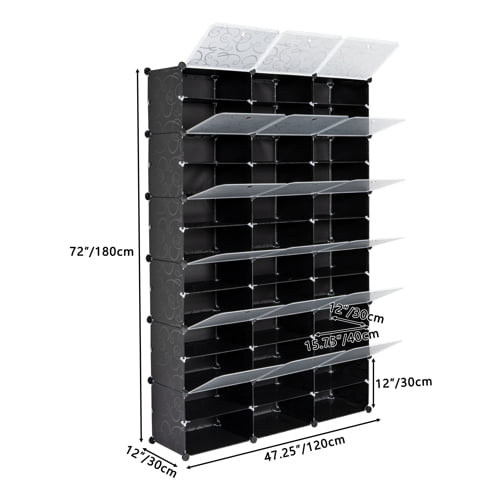 Ktaxon 36 Cubes 72 Pairs Modular Plastic Shoe Storage Cabinet Boxes Expandable 12 Tiers Shoe Rack