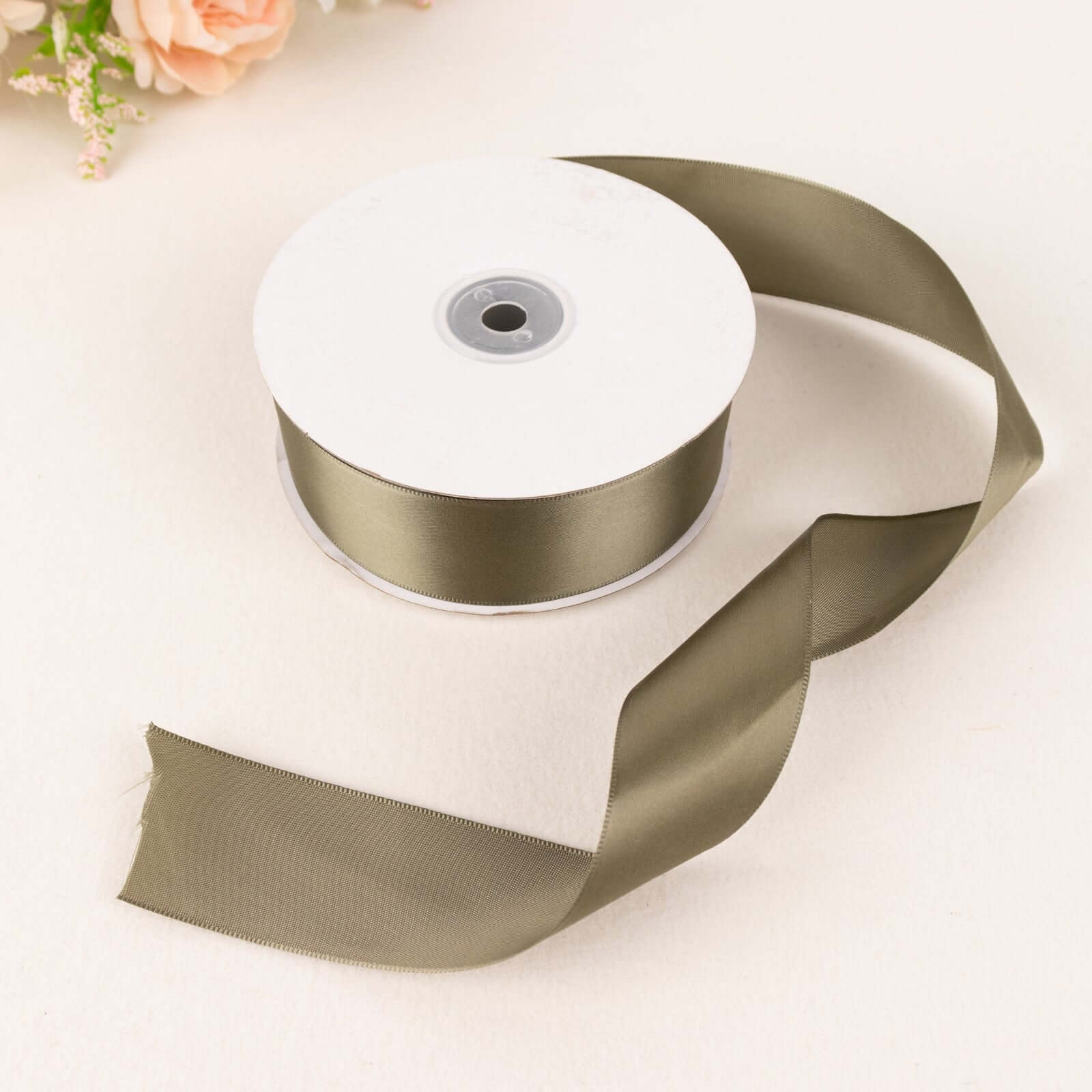 Dusty Sage Green Single Face Decorative Satin Ribbon 50 Yards 1.5