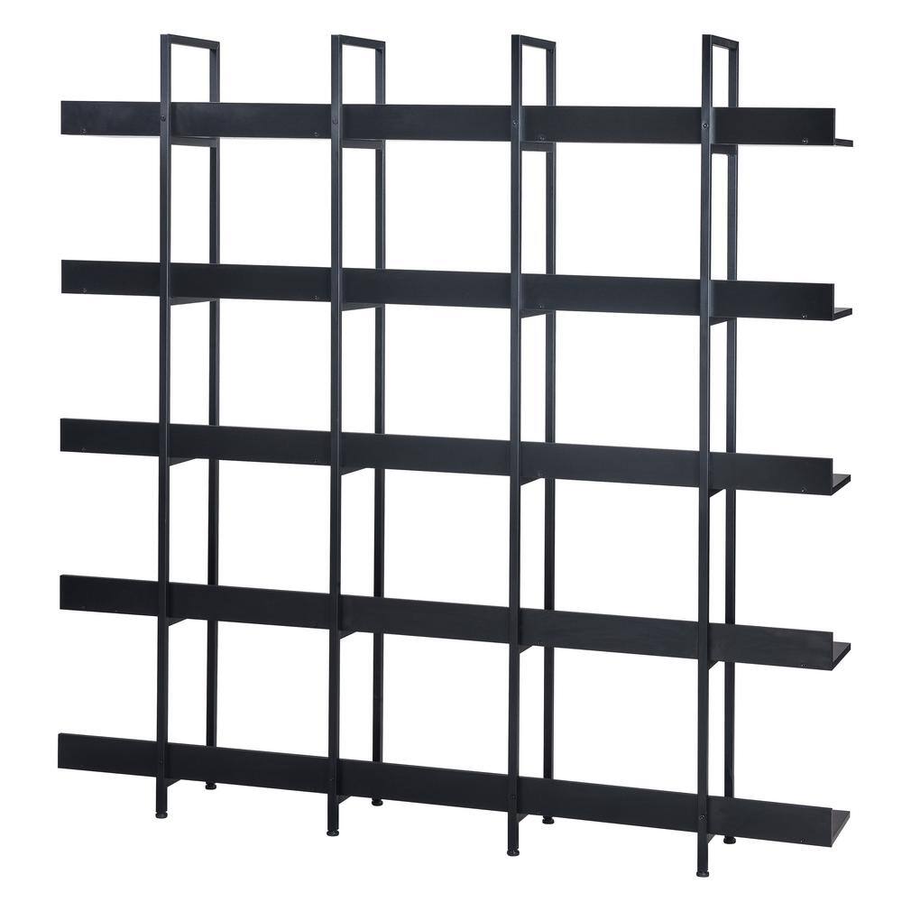 Asucoora Giltner 71 in.Black Metal 5-Shelf Etagere Bookcase.with Open Back NYZWJ004-BK