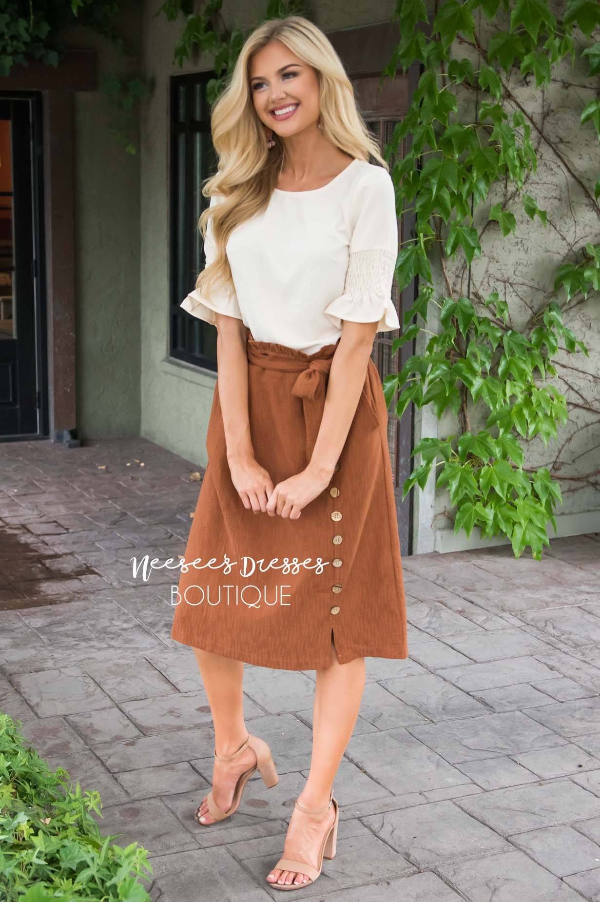 Lets Meet For Brunch Button Skirt