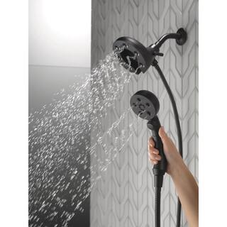 Delta In2ition 4-Spray Patterns 2.50 GPM 5.72 in. Wall Mount Dual Shower Heads in Matte Black 58472-BL