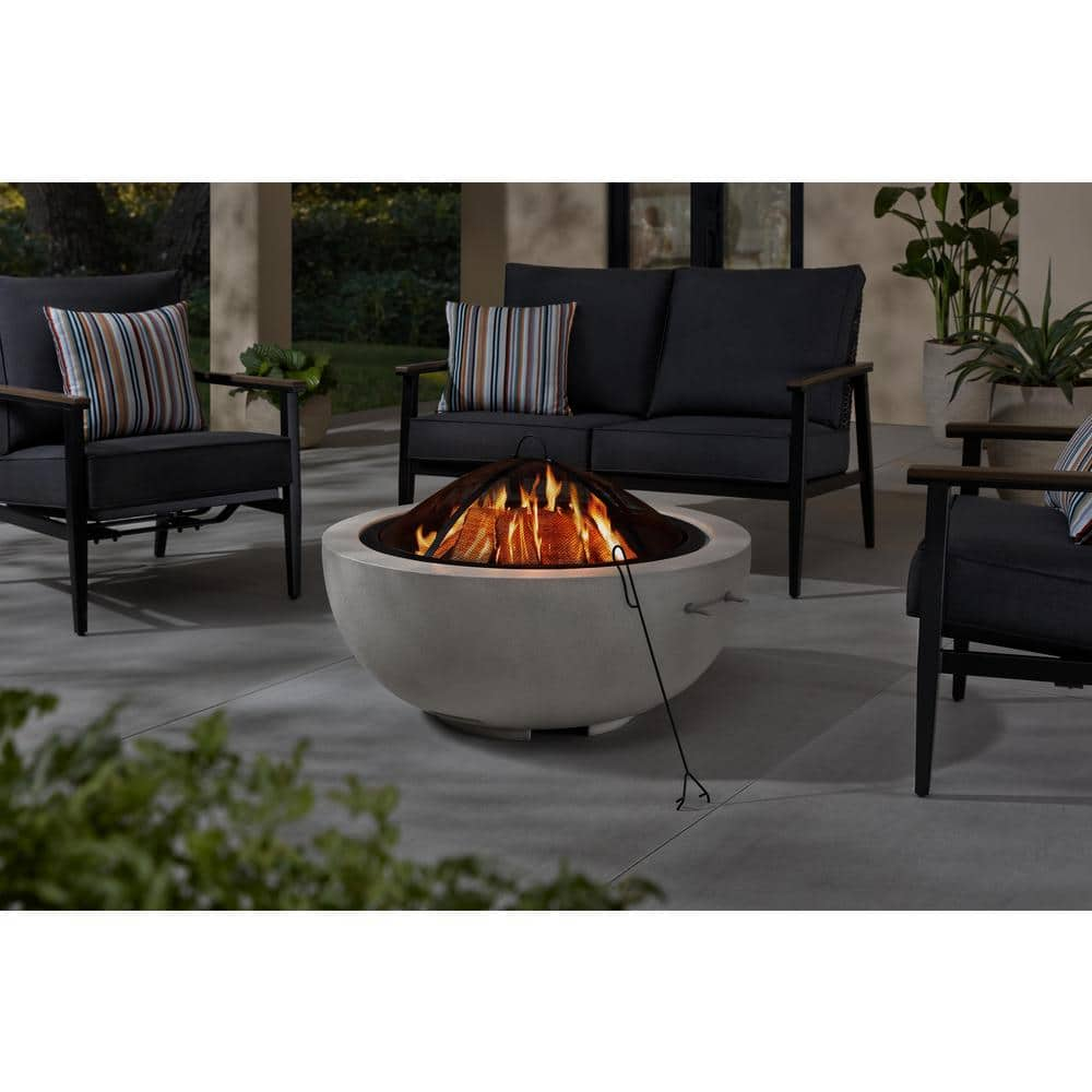 Hampton Bay Forestbrook 36 in. x 20.75 in. Round Outdoor Concrete Wood Burning Fire Pit FP20902