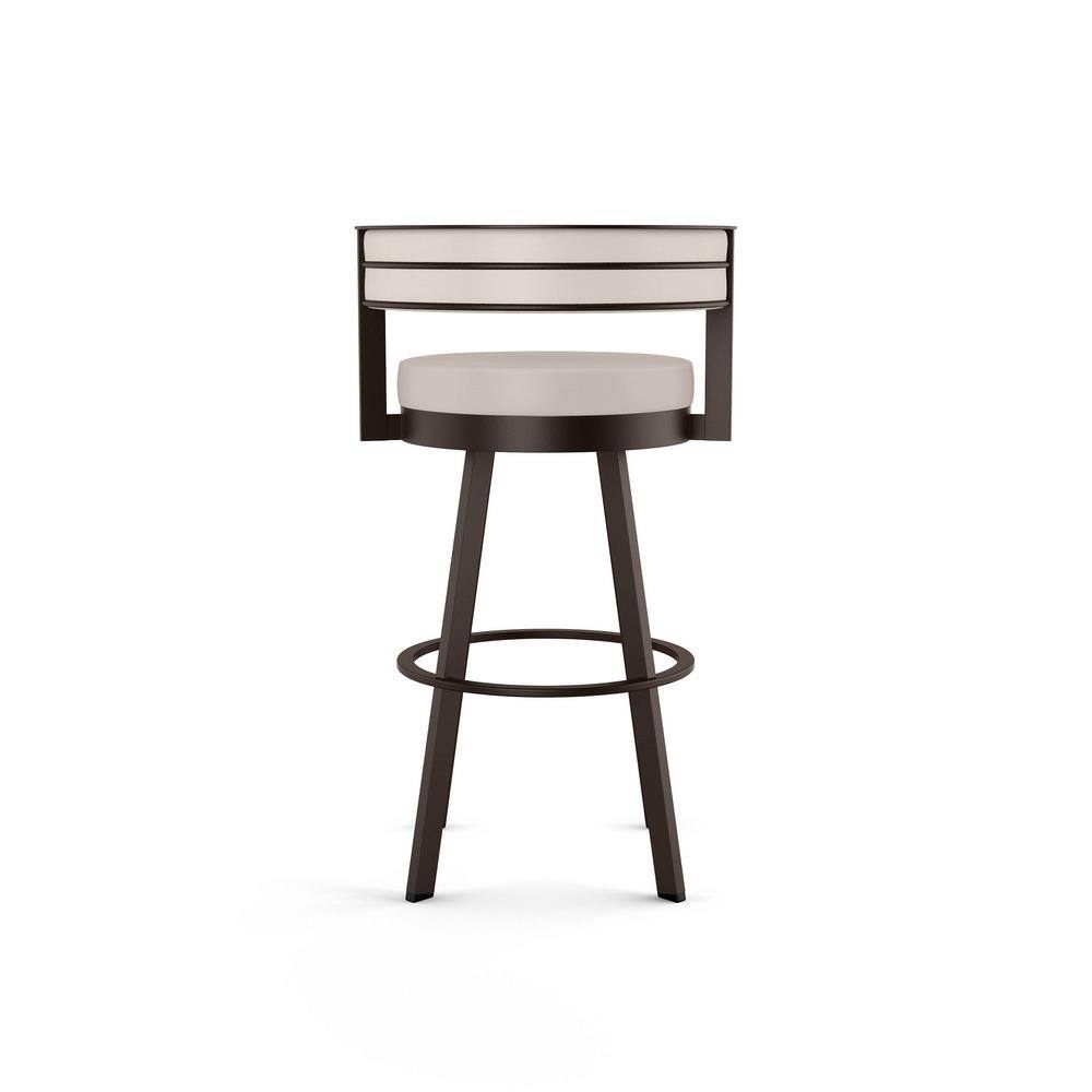 Amisco Browser 26 in. Cream Faux Leather  Dark Brown Metal Swivel Counter Stool 41542-261B75DB