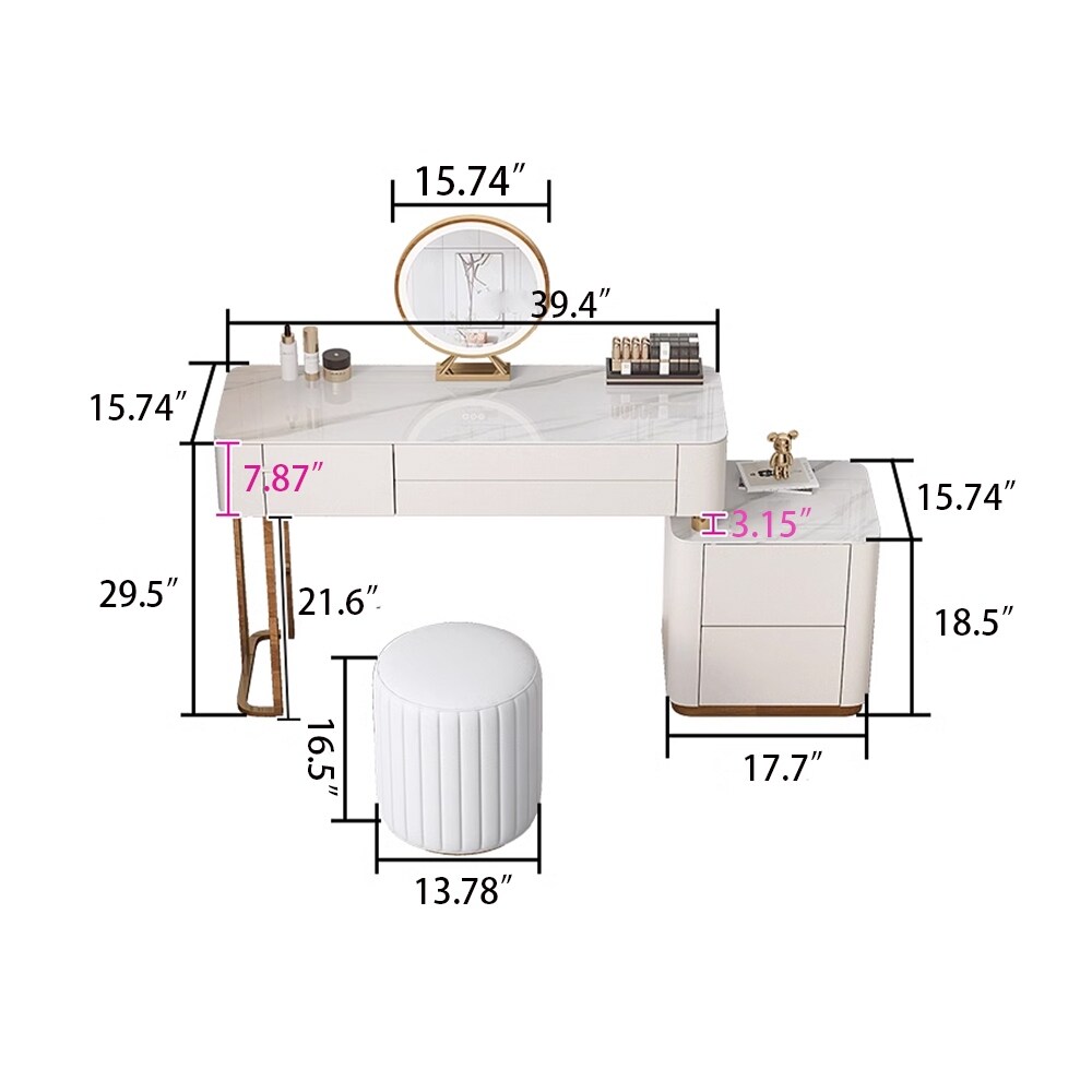 JASIWAY Modern Solid Wood Telescopic Makeup Vanity Desk
