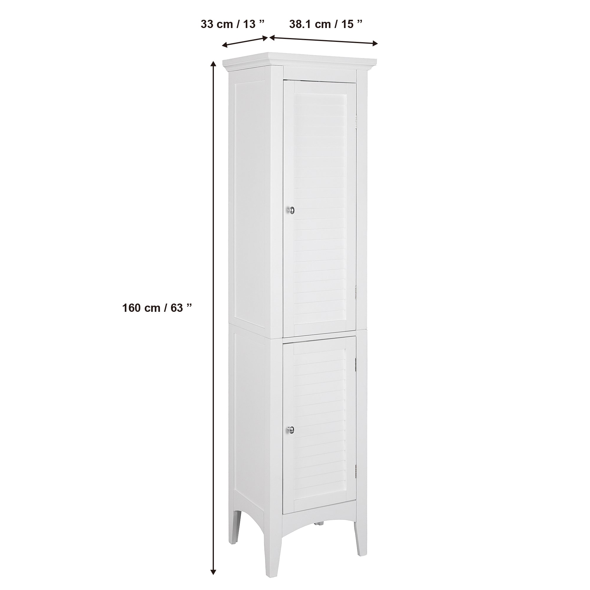 Teamson Home Glancy Wooden Tall Tower Cabinet with Storage, White