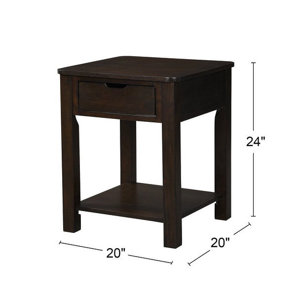 Square MDF End Table with Drawer in Dark Brown